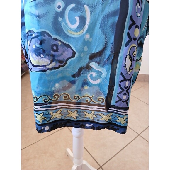 Biya Rated R By Johnny Was Cover Up Tunic Dress OS Blue Sea Life Starfish Boho - Picture 7 of 16